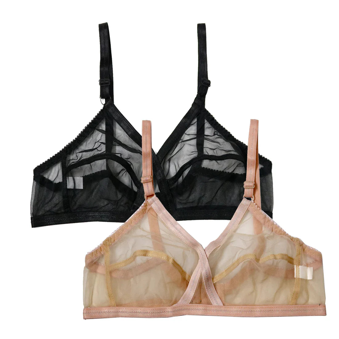 Pack of 2 Non-Padded Wired Cotton Full Cover Net Transparent Bra 🎁