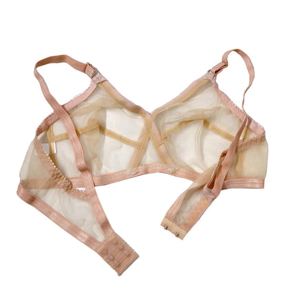 Pack of 2 Non-Padded Wired Cotton Full Cover Net Transparent Bra 🎁