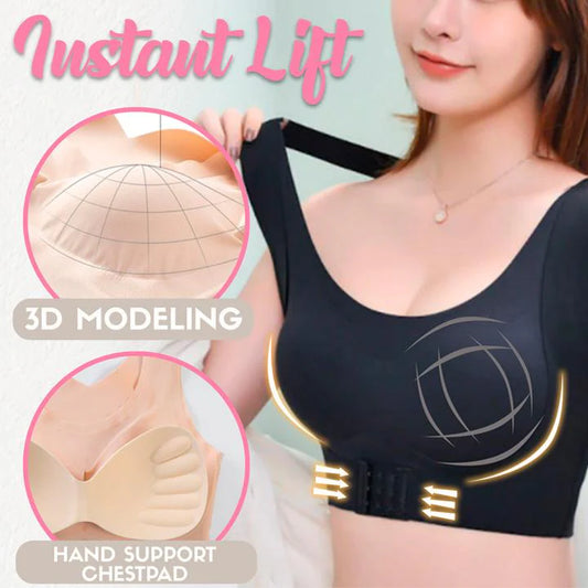 Posture Corrector & 3D Criss Cross Back Support Front Closure Foster Lifted Bra